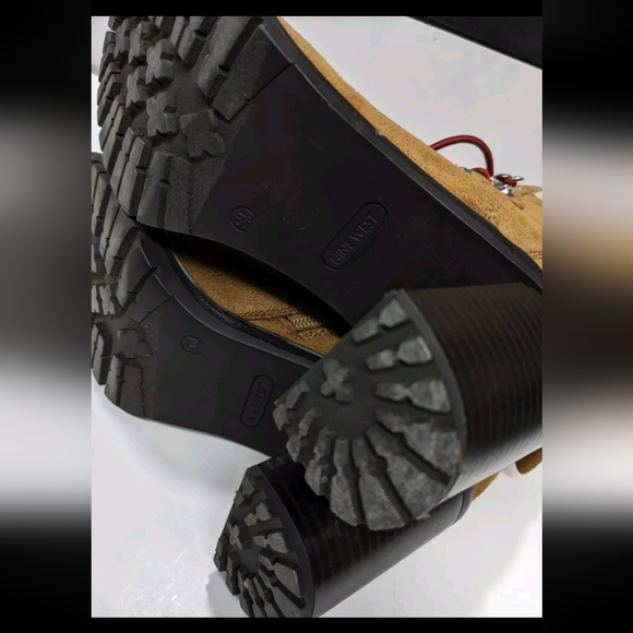 Nine West Peer 2 Sherpa Cuff Ankle Boots 9 M Construction Boot Look Heeled - Picture 12 of 14